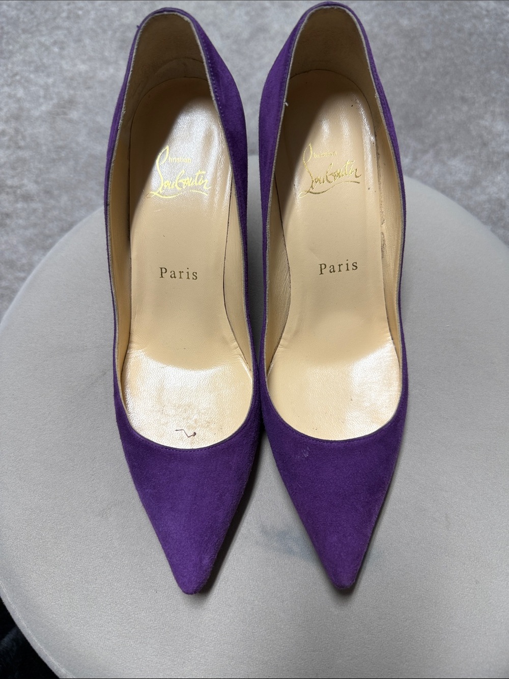 Christian Louboutin Purple Suede Pointed-Toe Pumps